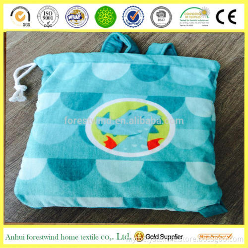 100% terry cotton rucksack with printed towel